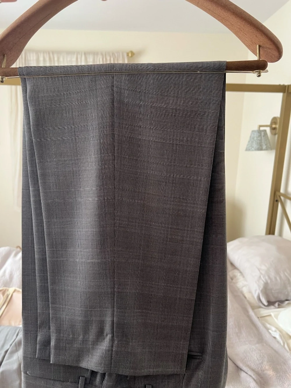 Canali 1934 Men's Wool Gray Glen Check 2-Piece Suit Made In Italy , Size 42R